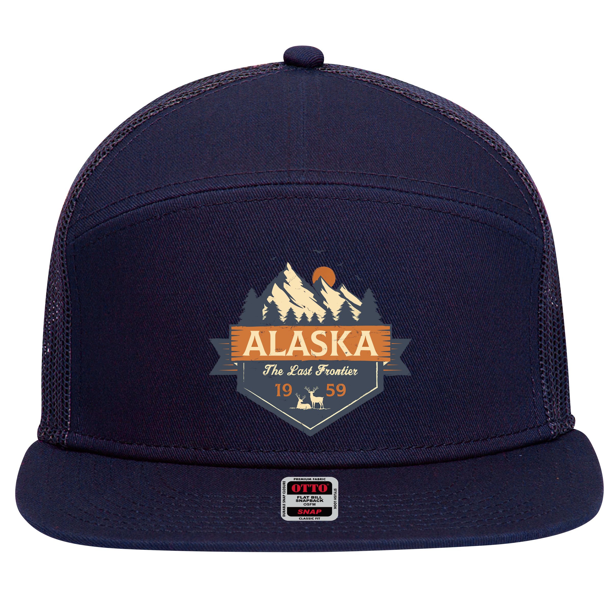 Last Frontier Retro Alaska 7 Panel Mesh Trucker Snapback Hat