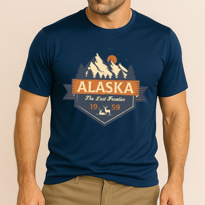 Last Frontier Retro Alaska Cooling Performance Crew T-Shirt