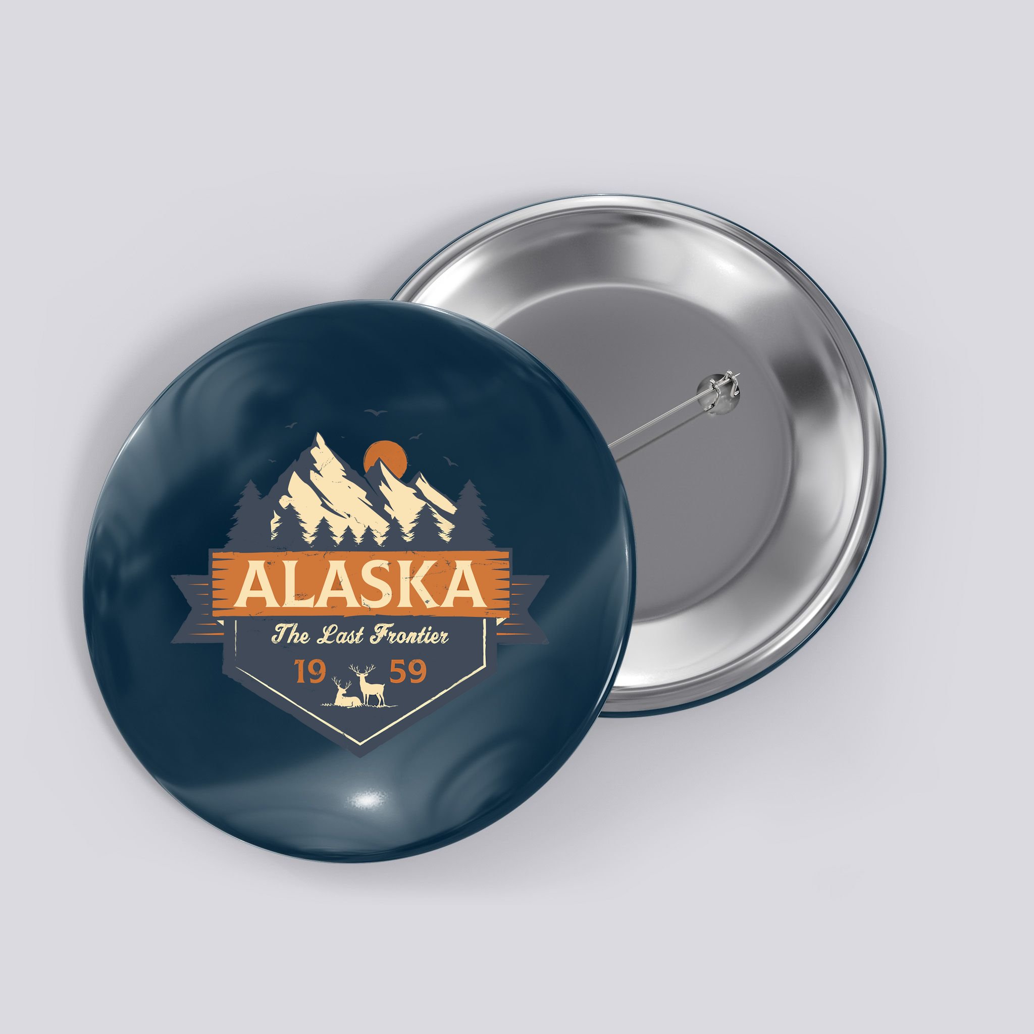 Last Frontier Retro Alaska Button