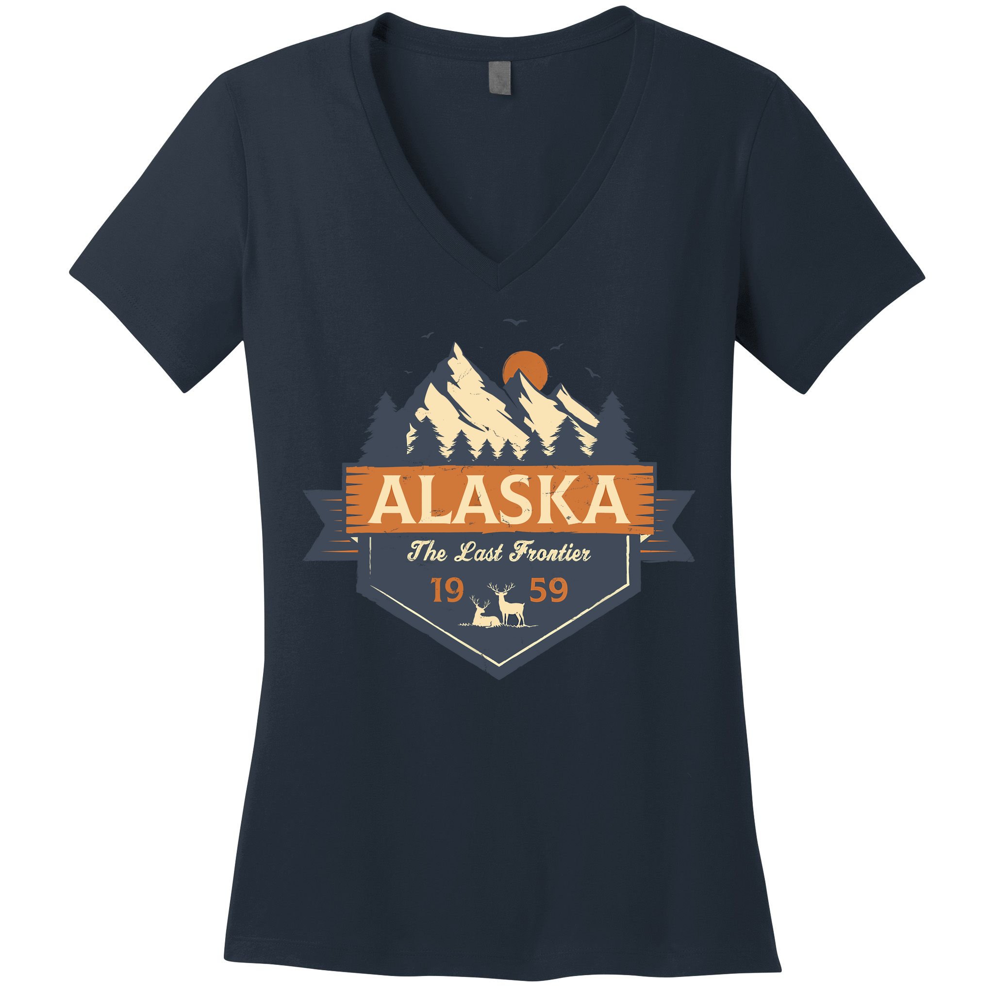 Last Frontier Retro Alaska Women's V-Neck T-Shirt