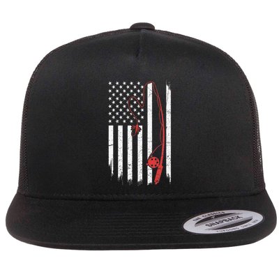 Lure Fishing Rod Flag American Usa Patriotic Fisherman Flatbill Hat