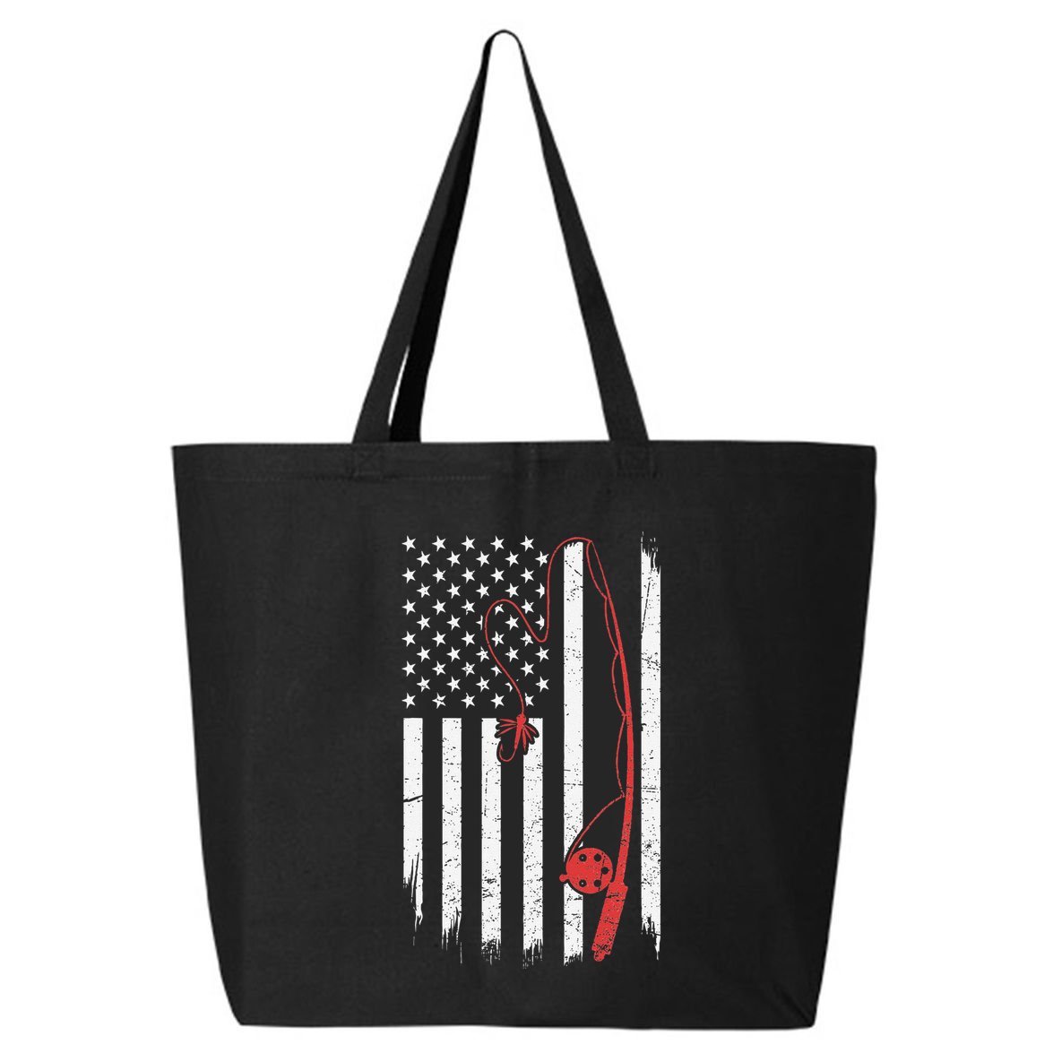 Lure Fishing Rod Flag American Usa Patriotic Fisherman 25L Jumbo Tote