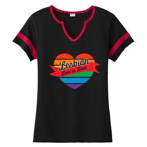 Lesbian Flag Rainbow Pride Love Live Valentines Day Gift Ladies Halftime Notch Neck Tee