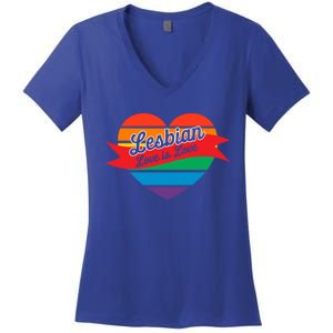 Lesbian Flag Rainbow Pride Love Live Valentines Day Gift Women's V-Neck T-Shirt