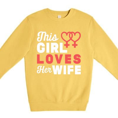 Lesbian Flag Rainbow Pride Love Wife Valentines Day Funny Gift Premium Crewneck Sweatshirt