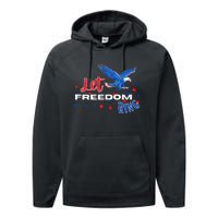 Let Freedom Ring Bald Eagle Patriotic Independence Day  Performance Fleece Hoodie