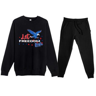 Let Freedom Ring Bald Eagle Patriotic Independence Day  Premium Crewneck Sweatsuit Set