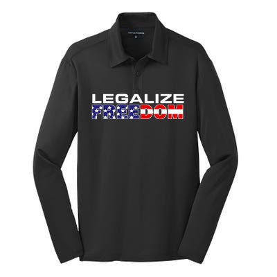 Legalize Freedom Republican American Flag I Voted For Trump Silk Touch Performance Long Sleeve Polo