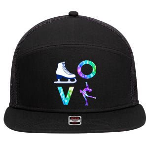 Love Figure Skating Ice Skater Girls Gift 7 Panel Mesh Trucker Snapback Hat