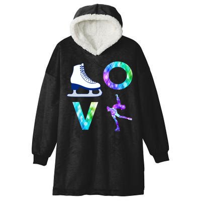 Love Figure Skating Ice Skater Girls Gift Hooded Wearable Blanket