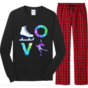 Love Figure Skating Ice Skater Girls Gift Long Sleeve Pajama Set