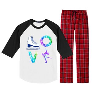 Love Figure Skating Ice Skater Girls Gift Raglan Sleeve Pajama Set