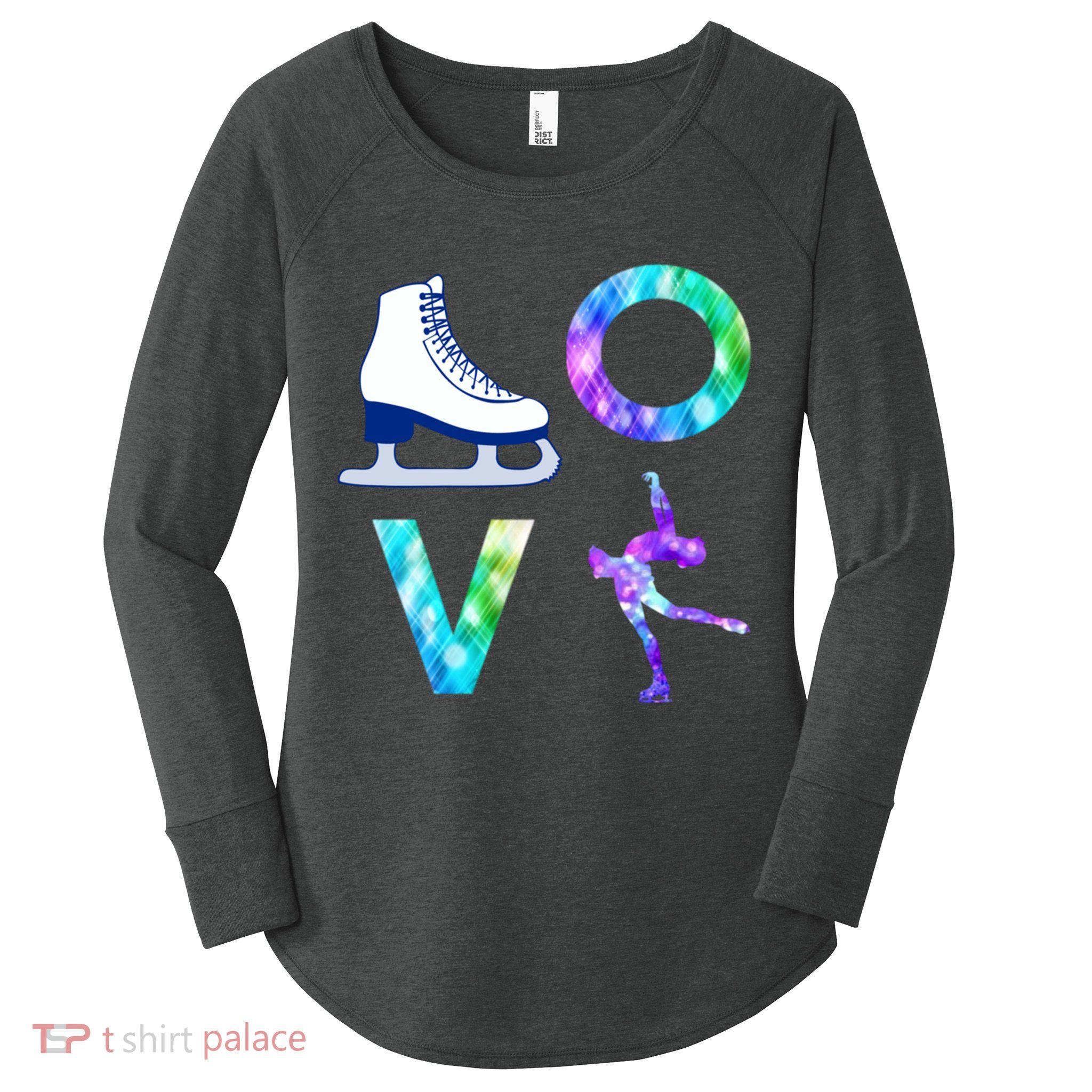 Love Figure Skating Ice Skater Girls Gift Women's Perfect Tri Tunic Long Sleeve Shirt
