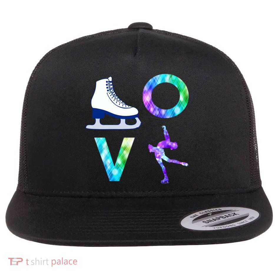 Love Figure Skating Ice Skater Girls Gift Flatbill Hat