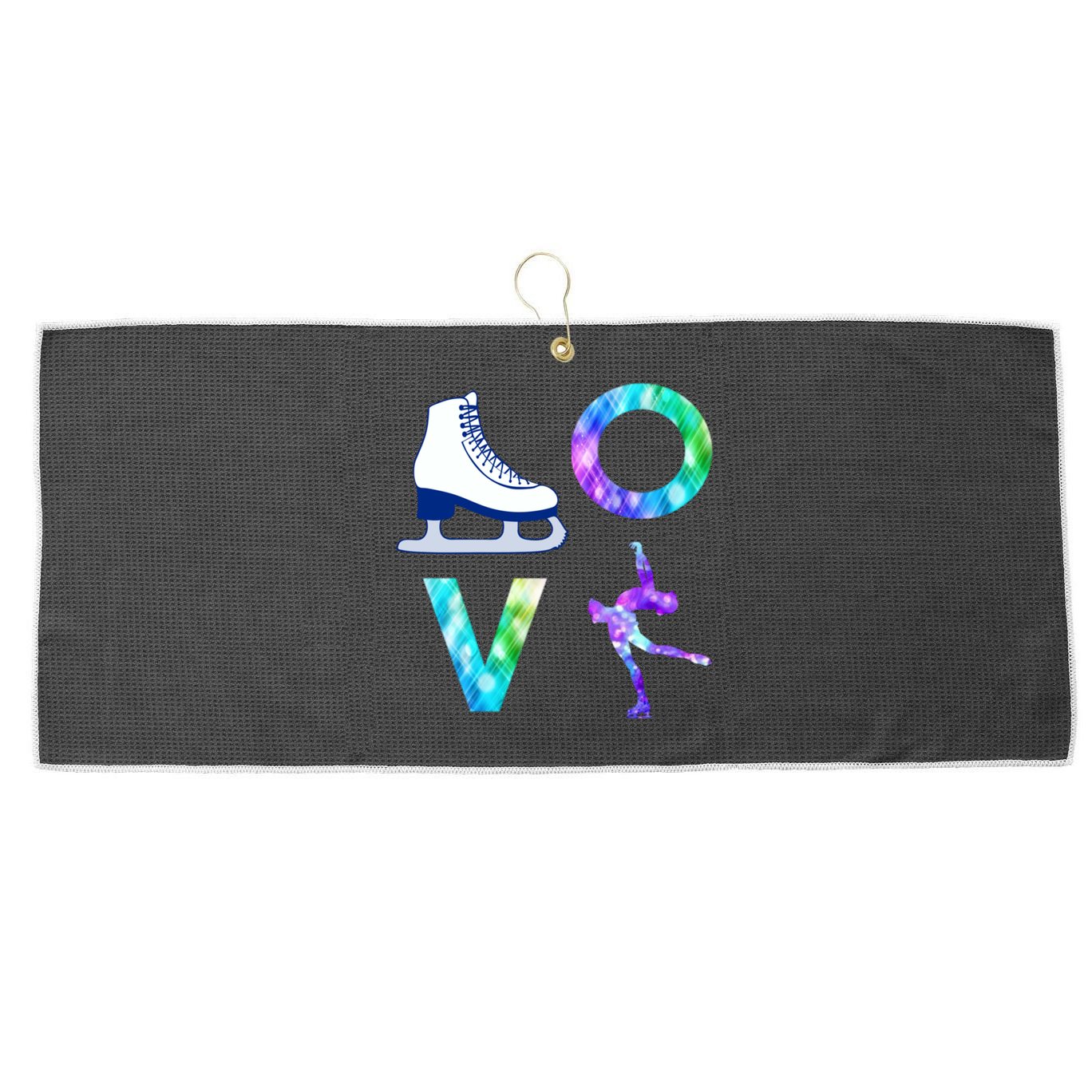 Love Figure Skating Ice Skater Girls Gift Large Microfiber Waffle Golf Towel
