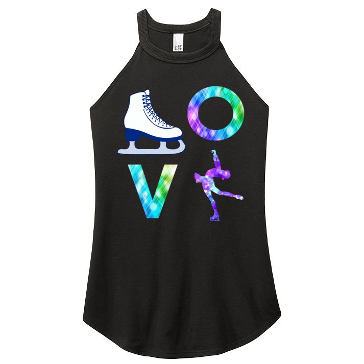 Love Figure Skating Ice Skater Girls Gift Women's Perfect Tri Rocker Tank