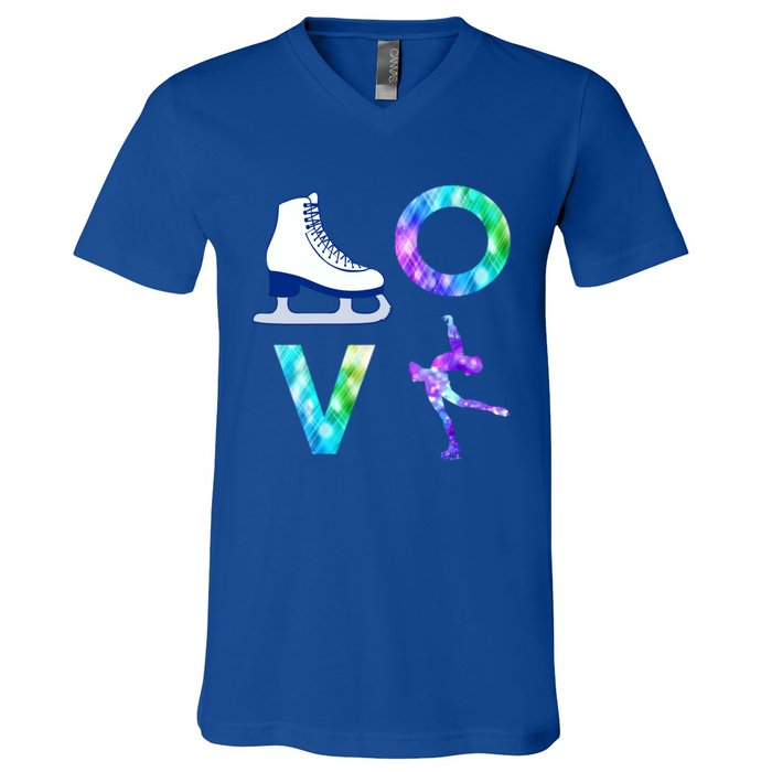 Love Figure Skating Ice Skater Girls Gift V-Neck T-Shirt