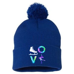 Love Figure Skating Ice Skater Girls Gift Pom Pom 12in Knit Beanie