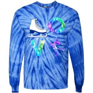 Love Figure Skating Ice Skater Girls Gift Tie-Dye Long Sleeve Shirt