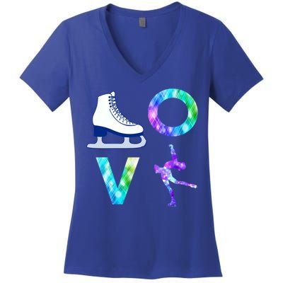 Love Figure Skating Ice Skater Girls Gift Women's V-Neck T-Shirt