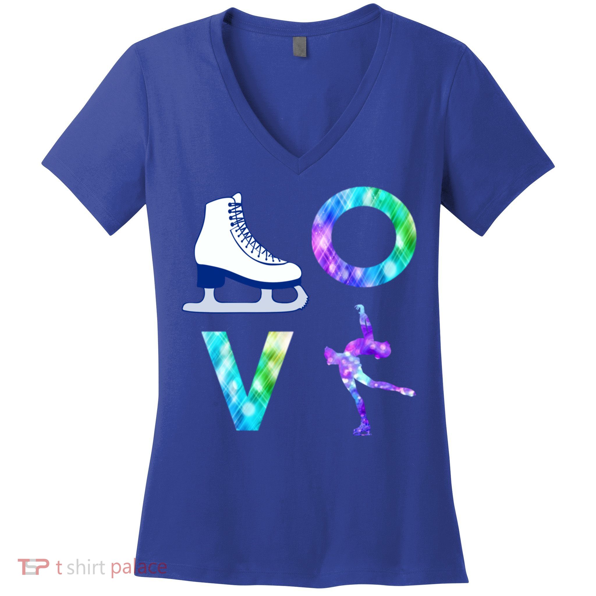 Love Figure Skating Ice Skater Girls Gift Women's V-Neck T-Shirt