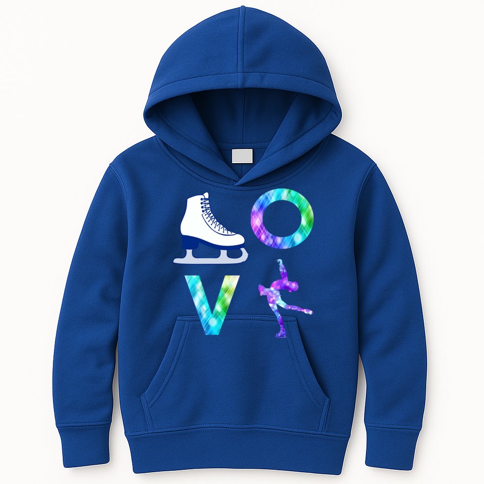 Love Figure Skating Ice Skater Girls Gift Kids Hoodie