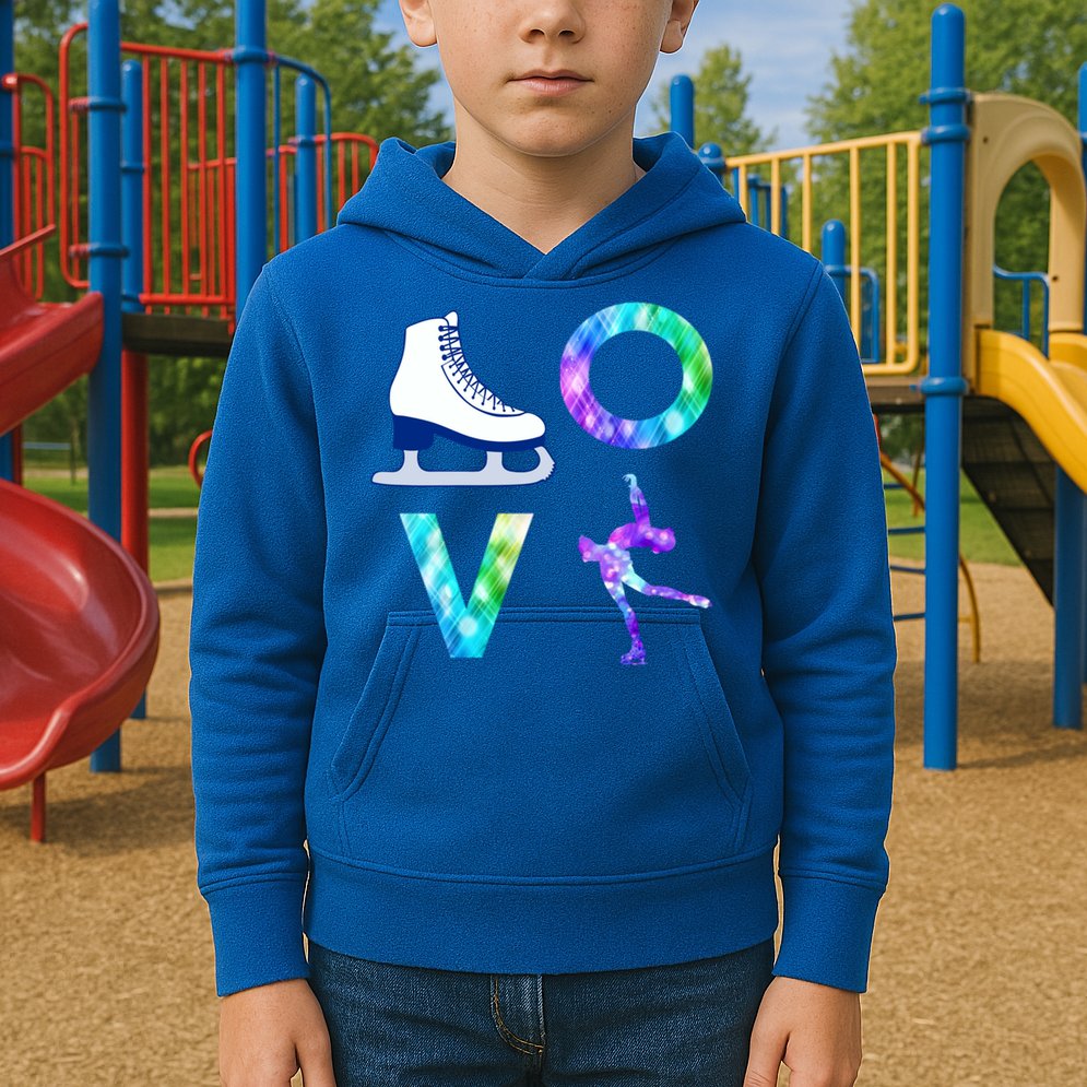Love Figure Skating Ice Skater Girls Gift Kids Hoodie