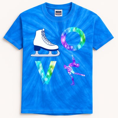 Love Figure Skating Ice Skater Girls Gift Kids Tie-Dye T-Shirt