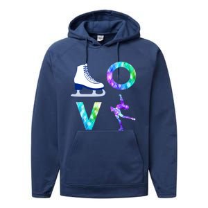 Love Figure Skating Ice Skater Girls Gift Performance Fleece Hoodie