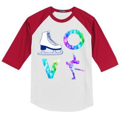 Love Figure Skating Ice Skater Girls Gift Kids Colorblock Raglan Jersey