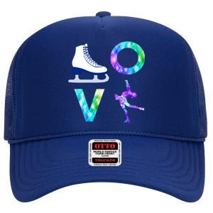 Love Figure Skating Ice Skater Girls Gift High Crown Mesh Back Trucker Hat