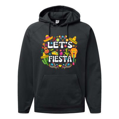 Let's Fiesta Shirt - Cinco De Mayo Tee Mexican Guitar Fiesta Performance Fleece Hoodie