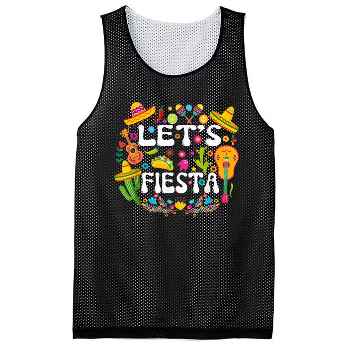 Let's Fiesta Shirt - Cinco De Mayo Tee Mexican Guitar Fiesta Mesh Reversible Basketball Jersey Tank