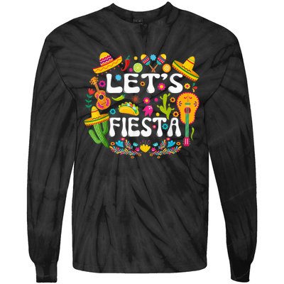 Let's Fiesta Shirt - Cinco De Mayo Tee Mexican Guitar Fiesta Tie-Dye Long Sleeve Shirt