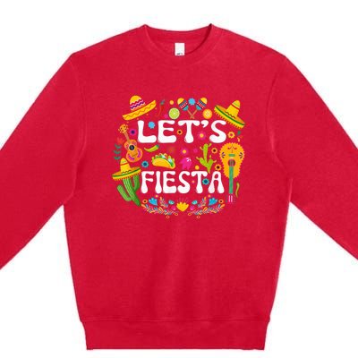 Let's Fiesta Shirt - Cinco De Mayo Tee Mexican Guitar Fiesta Premium Crewneck Sweatshirt