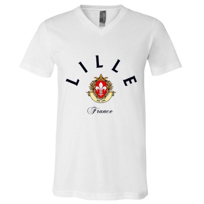Lille France Souvenir Lille Gift Lille Fan Travel To France V-Neck T-Shirt