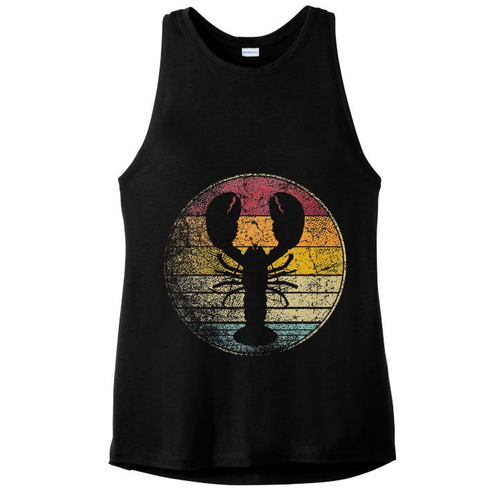 Lobster Fish Seafood Fishing Vintage Distressed Retro Style Ladies PosiCharge Tri-Blend Wicking Tank