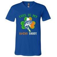 Lucky Fishing Shamrock Lucky St Patricks Day Funny Gift V-Neck T-Shirt