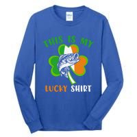 Lucky Fishing Shamrock Lucky St Patricks Day Funny Gift Tall Long Sleeve T-Shirt