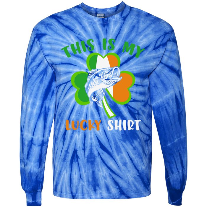 Lucky Fishing Shamrock Lucky St Patricks Day Funny Gift Tie-Dye Long Sleeve Shirt