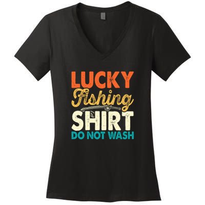 Lucky Fishing Shirt Do Not Wash Women's V-Neck T-Shirt