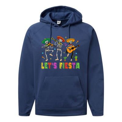 Let's Fiesta Sugar Skull Cinco De Mayo Skull Mexican Party Performance Fleece Hoodie