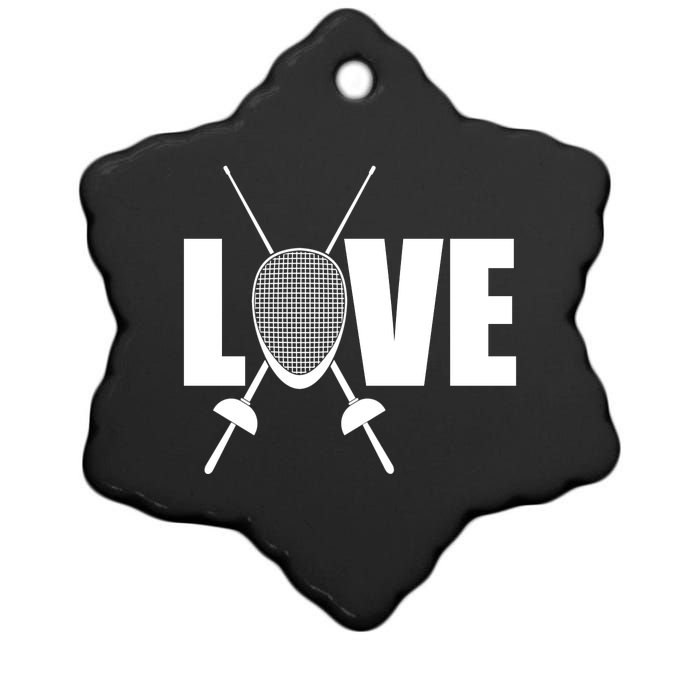 Love Fencing Sport Ceramic Star Ornament