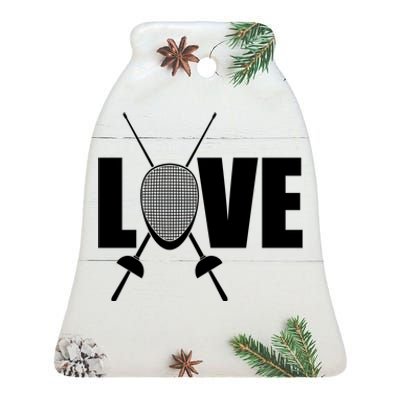 Love Fencing Sport Ceramic Bell Ornament