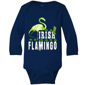 Leprechaun Flamingo St Patricks Day Irish Flamingo Baby Long Sleeve Bodysuit