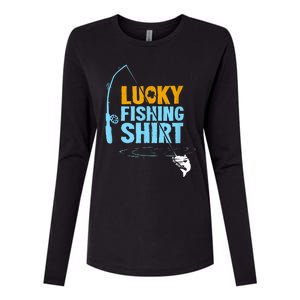 Lucky Fishing Shirt For A Fisherman Fishing Fishrod Fisherman Lucky Fishing Womens Cotton Relaxed Long Sleeve T-Shirt