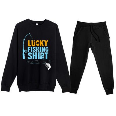 Lucky Fishing Shirt For A Fisherman Fishing Fishrod Fisherman Lucky Fishing Premium Crewneck Sweatsuit Set