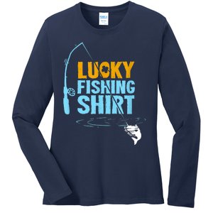 Lucky Fishing Shirt For A Fisherman Fishing Fishrod Fisherman Lucky Fishing Ladies Long Sleeve Shirt