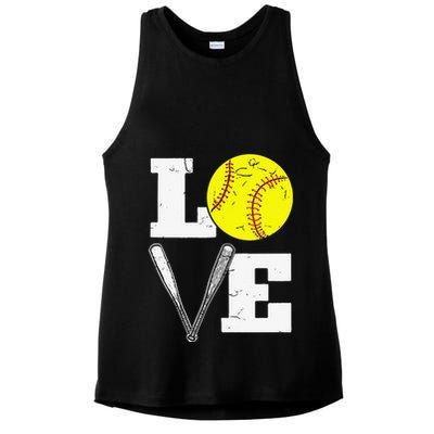 Love Funny Softball Player Ladies PosiCharge Tri-Blend Wicking Tank