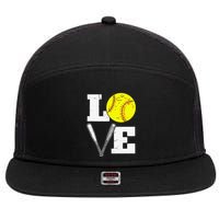 Love Funny Softball Player 7 Panel Mesh Trucker Snapback Hat